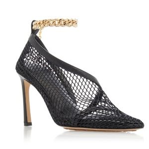 Bottega Veneta Embellished Mesh and Leather Pumps
